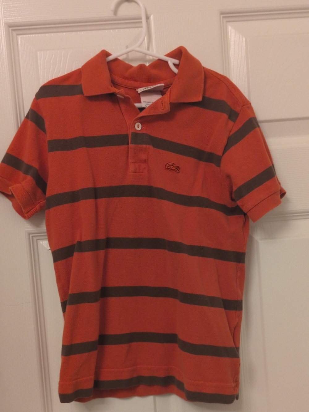 Boys Size 8 Lacoste Orange Polo Shirt Vintage Washed